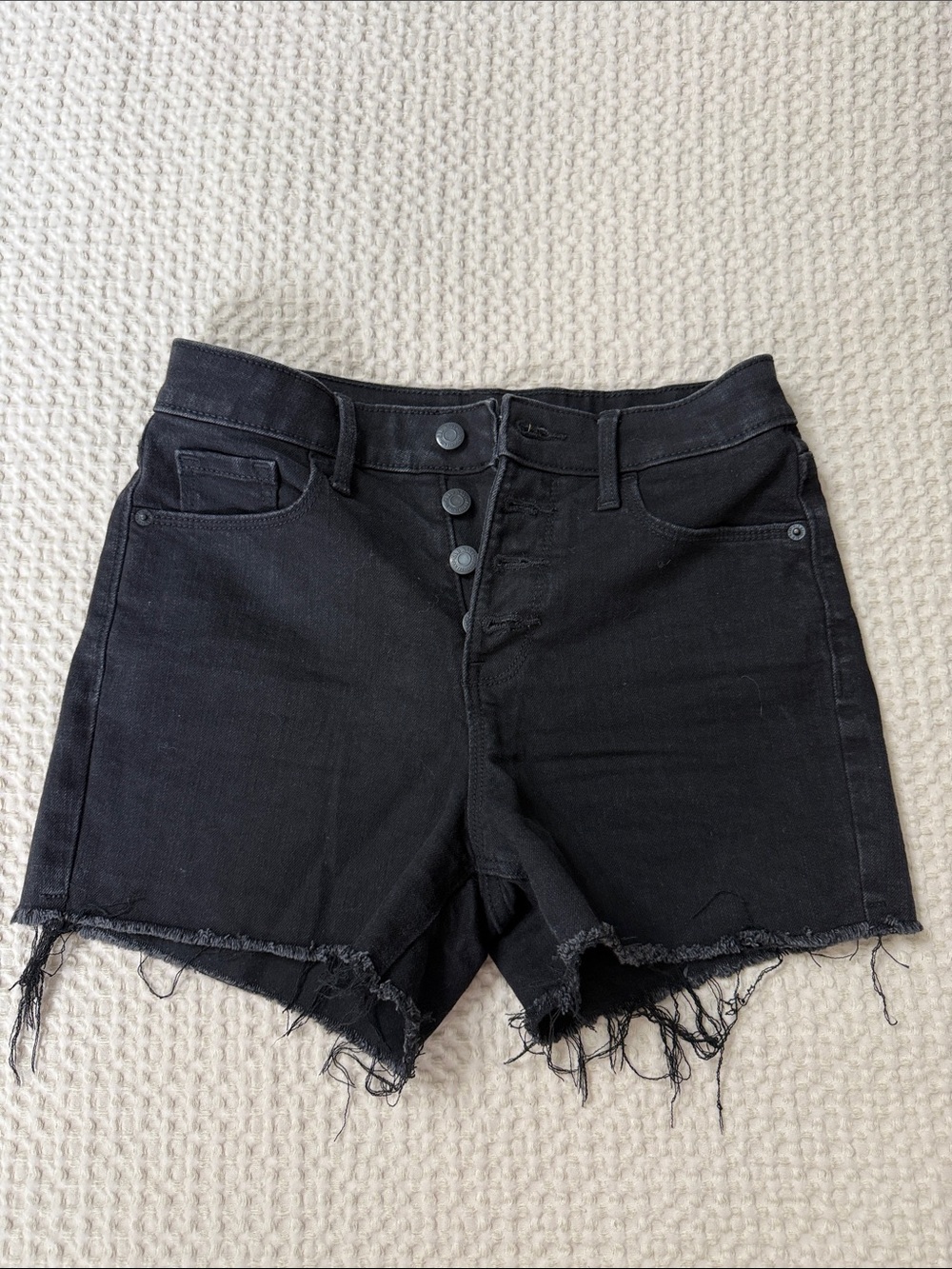 Old Navy Black High-Rise Frayed Hem Women's Denim Shorts, Size 2